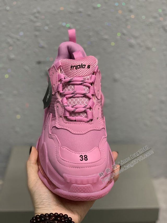Balenciaga經典款男女鞋 巴黎世家頂級版本Triple S厚底氣墊大底LOGO老爹鞋 Balenciaga情侶款老爹鞋  hdbl1272